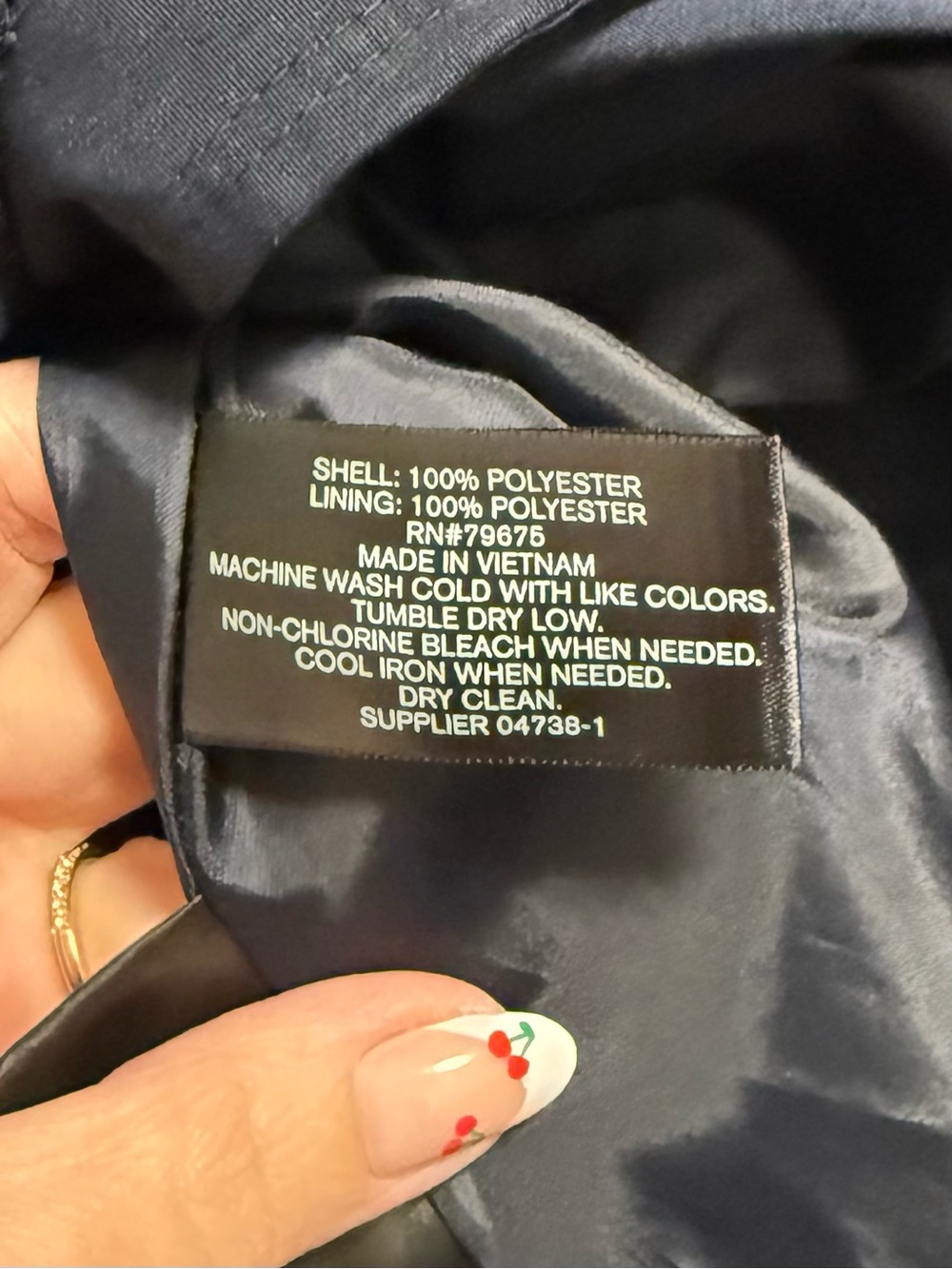 Liz Claiborne Navy Hooded Trench Coat M Belted Water Resistant - Picture 4 of 4